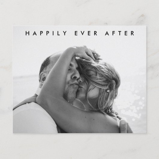 Budget モダン Script結婚の写真サンキューカード (裏面)