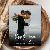 Budget モダン Script結婚の写真サンキューカード