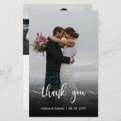 Budget モダン Script結婚の写真サンキューカード (正面/裏面)