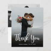 Budget モダン Script結婚の写真サンキューカード (正面/裏面)
