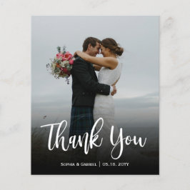 Budget モダン Script結婚の写真サンキューカード