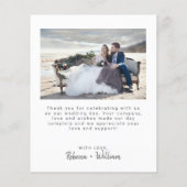 Budget モダン Script結婚の写真サンキューカード (裏面)