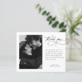 Budget モダン Script結婚の写真サンキューカード (スタンド正面)