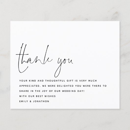 Budget モダン Script Photo's 結婚 Thank You (正面)