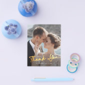 Budget モダン Script Photo's 結婚 Thank You チラシ (シングル)