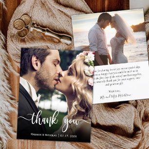 Budget モダン Script Photo's 結婚 Thank You Flyer チラシ