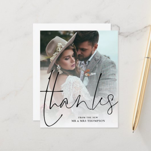 Budget 感謝してい Newlyweds写真の結婚ありがとう (正面/裏面インサイチュ)