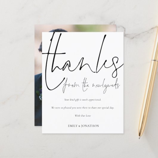 Budget 感謝してい Newlyweds写真の結婚ありがとう (正面/裏面インサイチュ)