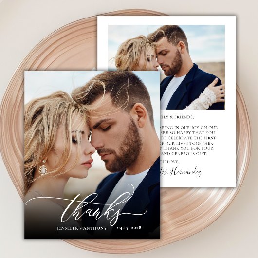 Budget 感謝してい Scriptの結婚写真サンキューカード