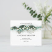 BUDGET/水エレガント色結婚式招待状。 (スタンド正面)