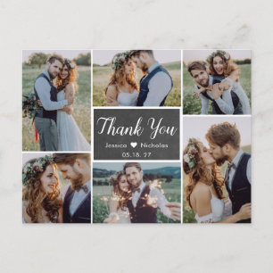 Budget 素朴 Photo Collage結婚's Thank You ポストカード