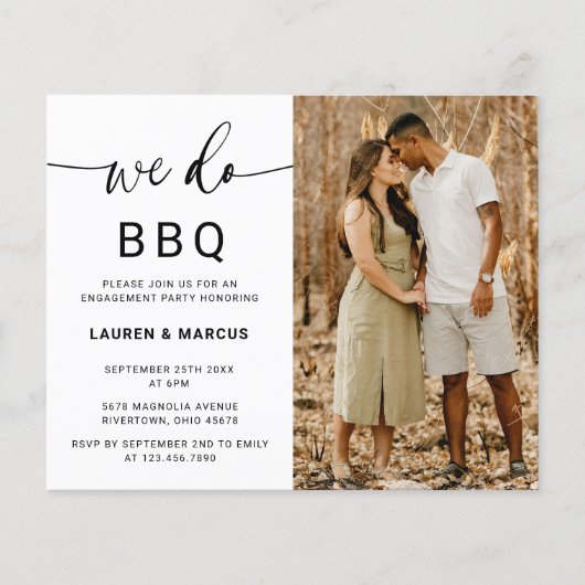 Budget 素朴 Photo We Do BBQ婚約パーティ チラシ (正面)