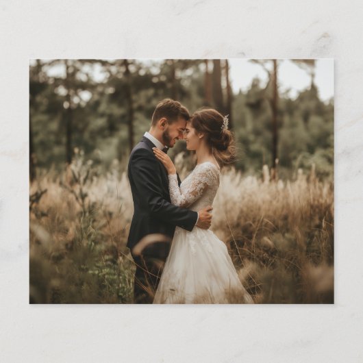 Budget 素朴 Script結婚の写真サンキューカード (裏面)