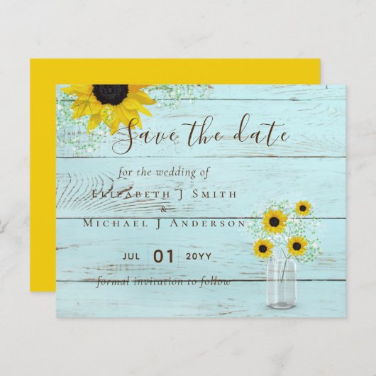 BUDGET 素朴 Sunflowers結婚の救日付 (正面/裏面)