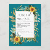 Budget 素朴 Sunflowers BOHO Greenery結婚's Inv ポストカード (正面)