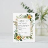 Budget 素朴 Sunflowers BOHO Greenery結婚's Inv ポストカード (スタンド正面)