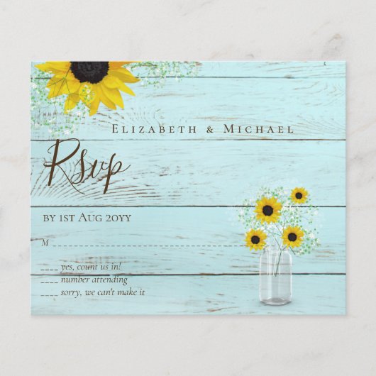 BUDGET 素朴 Sunflowers RSVP結婚's (正面)