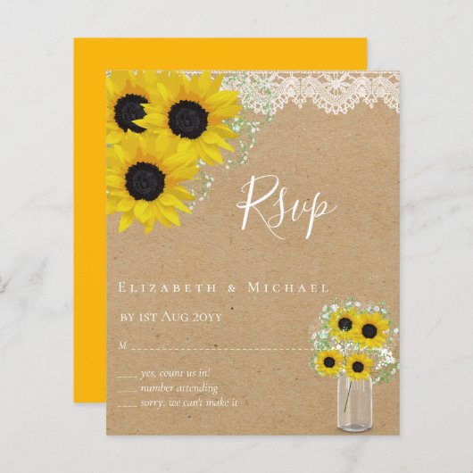 BUDGET 素朴 Sunflowers RSVP結婚's (正面/裏面)