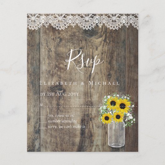 BUDGET 素朴 Sunflowers RSVP結婚's (正面)