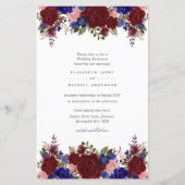 BUDGET 青いバーガンディーの花の結婚式の招待状 A9 (正面)