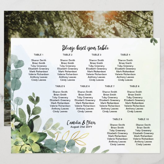 BUDGET 10表の結婚座席表の緑 (正面/裏面)