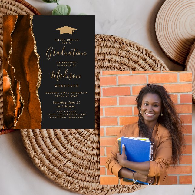 Budget 2025卒業式Rust Agate写真招待状 (クリエイターアップロード済み)