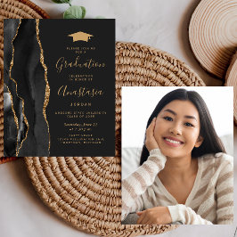 Budget 2025 Graduation Black Agate Photo招待状