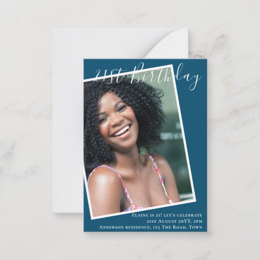 BUDGET 21st誕生日招待状写真記念 ノートカード (正面)