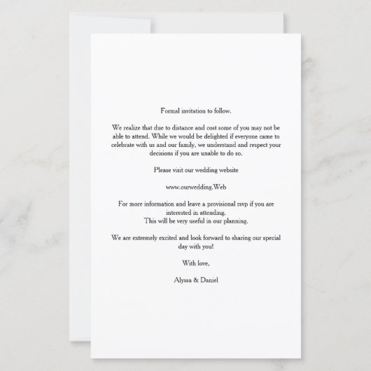 Budget 2 Photos Chic Collage Wedding Minimalist (裏面)