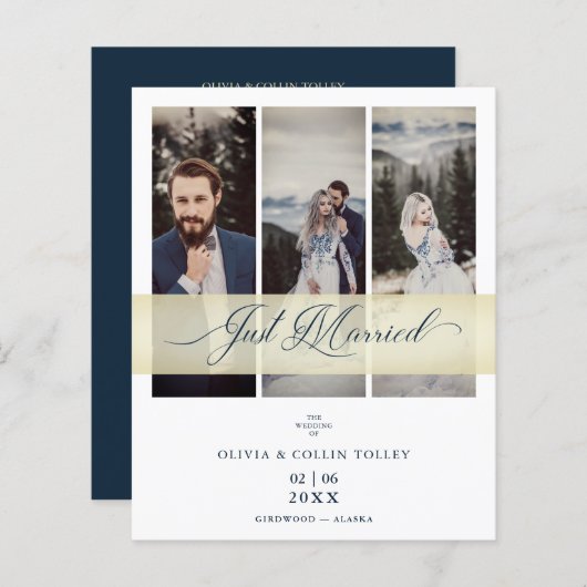 Budget 3 Photosたった今結婚しましたHand Letterd引用文 (正面/裏面)