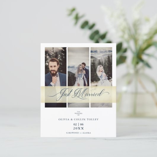 Budget 3 Photosたった今結婚しましたHand Letterd引用文 (スタンド正面)