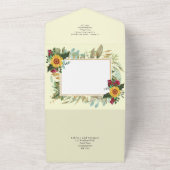 BUDGET 3in1 ワインレッドのひまわり ウェディング出欠確認 オールインワン招待状 (外側)