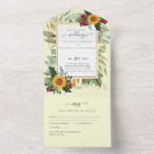 BUDGET 3in1 ワインレッドのひまわり ウェディング出欠確認 オールインワン招待状 (内側)