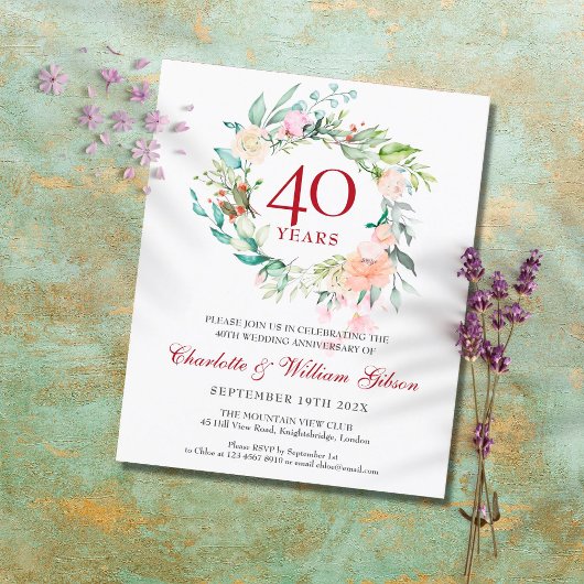Budget 40th Anniversary Rubyフローラ招待状