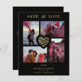 Budget 4 Photos Black Collageの金ゴールド・結婚ハート (正面/裏面)
