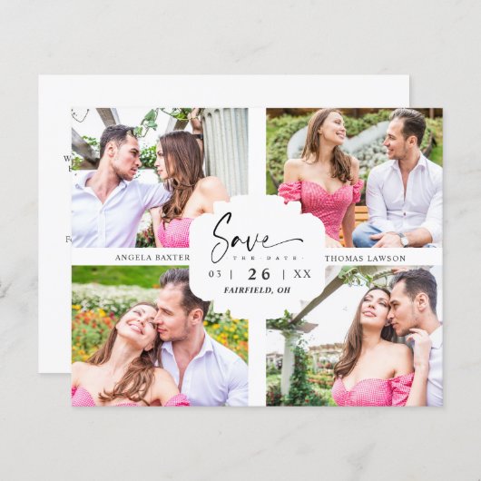 Budget 4 Photos Minimalist Collage 結婚's (正面/裏面)