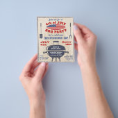 BUDGET 4th of 7月ヴィンテージBBQパーティの招待状 チラシ (手)