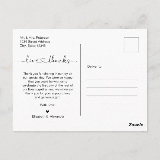 Budget 5フォトコラージュ結婚の感謝ポストカード ポストカード (裏面)