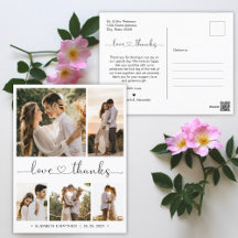 Budget 5フォトコラージュ結婚の感謝ポストカード