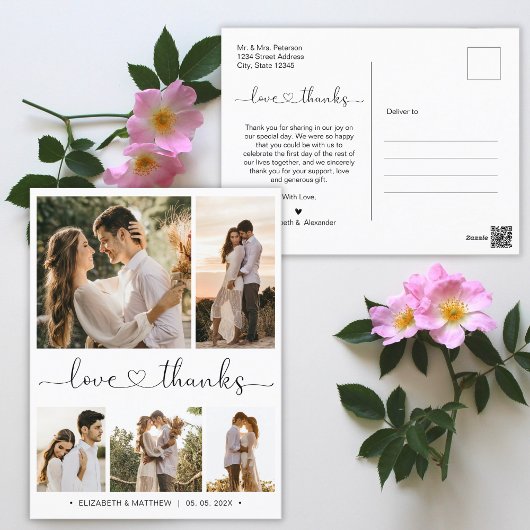 Budget 5フォトコラージュ結婚の感謝ポストカード ポストカード