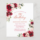 BUDGET 55th Birthday Red Pink Rose Invitation (正面)