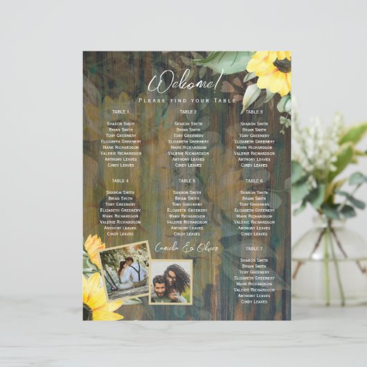 BUDGET 7テーブルウッド素朴ひまわりフォトシーティング (スタンド正面)