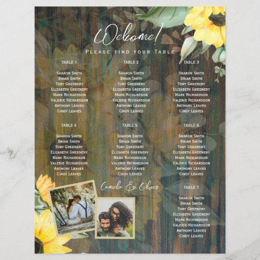 BUDGET 7テーブルウッド素朴ひまわりフォトシーティング (正面)