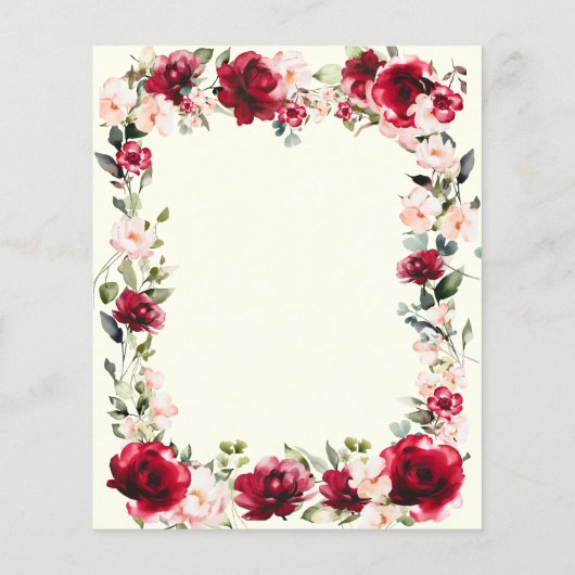 BUDGET 70誕生日レッドローズピンク牡丹招待状 (裏面)