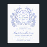 BUDGET 70th誕生日ブルーフローラクレスト<br><div class="desc">ヴィンテージエレガントブルーのフローラクレストは、この永遠の誕生日の招待の中心ステージを取る。フォーマル華美感じとフェミニン、どんな誕生日の女性も特に特別なことになる。調整パーティー供給が利用可能。</div>