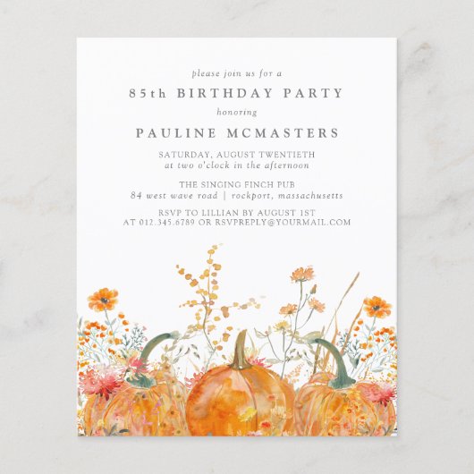 BUDGET 85th Birthday Pumpkin Wildflower Fall  (正面)