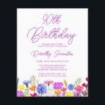 BUDGET 90th誕生日パープルワイルドフラワー招待状<br><div class="desc">このかわいらし大人の縁ど90歳の誕生パーティーの招待の底に山の花が表示される。紫、青、黄色、オレンジ色の花は、この節目の誕生日にカラフルと幸せな祝デザインを作成する。そしてモダンシンプル紫書は新鮮なトレンディーtouchを加え保ている。開いた自由な気にレタリングフローはデイジーとバターカップと完璧に一致している。この90歳の誕生日の招待状は、ゲストが受け取った時の完璧なトーンを設定する。春や夏の誕生日パーティーのための楽しい選択。このアイテムはパープルワイルドフラワーかわいらしコレクションの一部である。90th誕生日の招待スイートとパーティーテーマを簡単に作成するためにそれを使用する。</div>