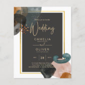 Budget Abstract Earth Tones Modern Wedding Invite チラシ (正面)