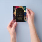 Budget abstract gold arch PHOTO wedding Invitation チラシ (手)