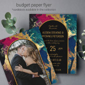 Budget abstract gold arch PHOTO wedding Invitation チラシ